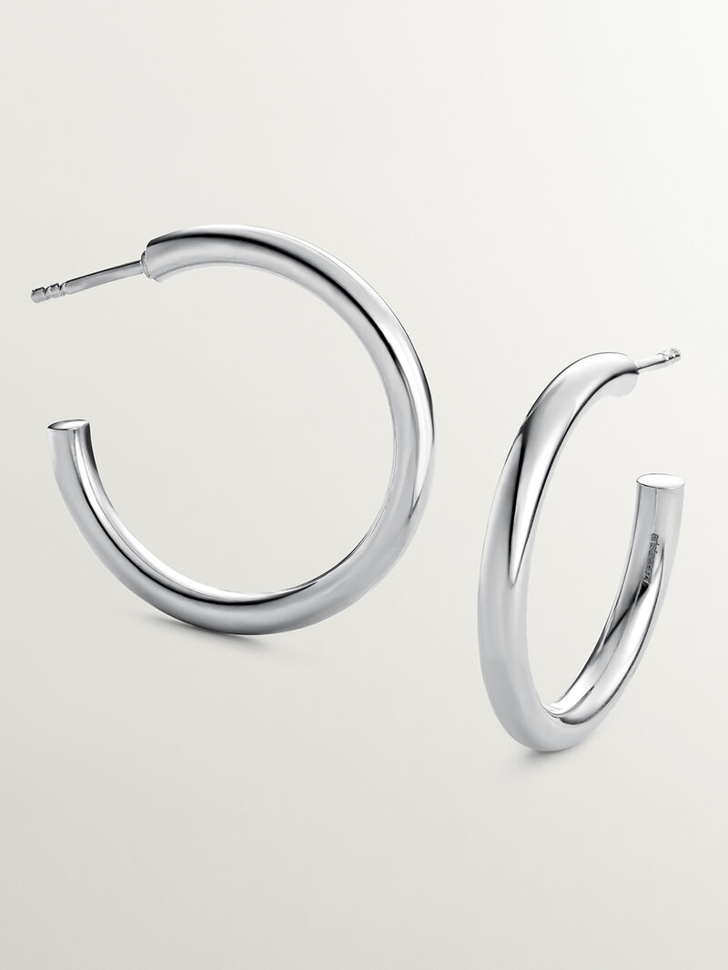 Medium-sized 925 silver hoop earrings image number 2