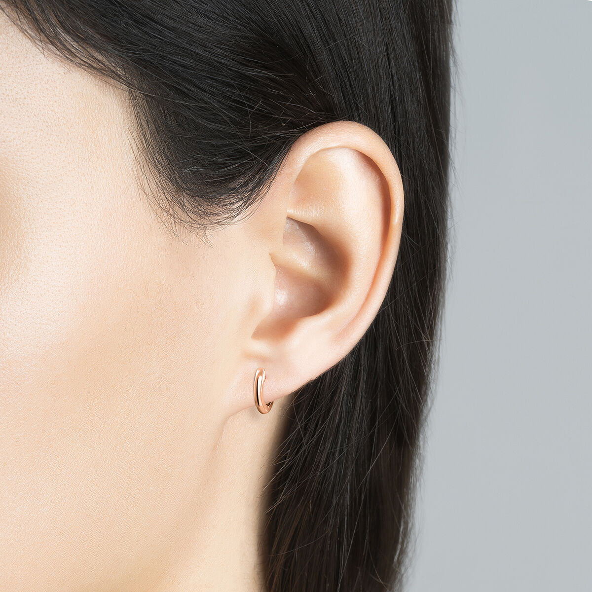 Pendientes aro plata recubierta oro rosa , J01444-03, hi-res