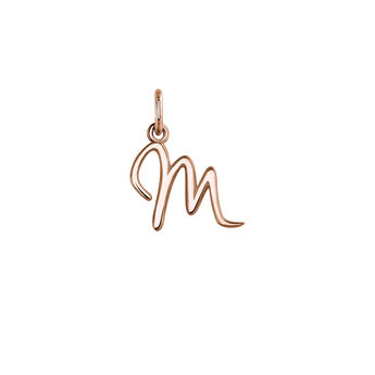 Rose gold-plated silver M initial charm  , J03932-03-M,hi-res