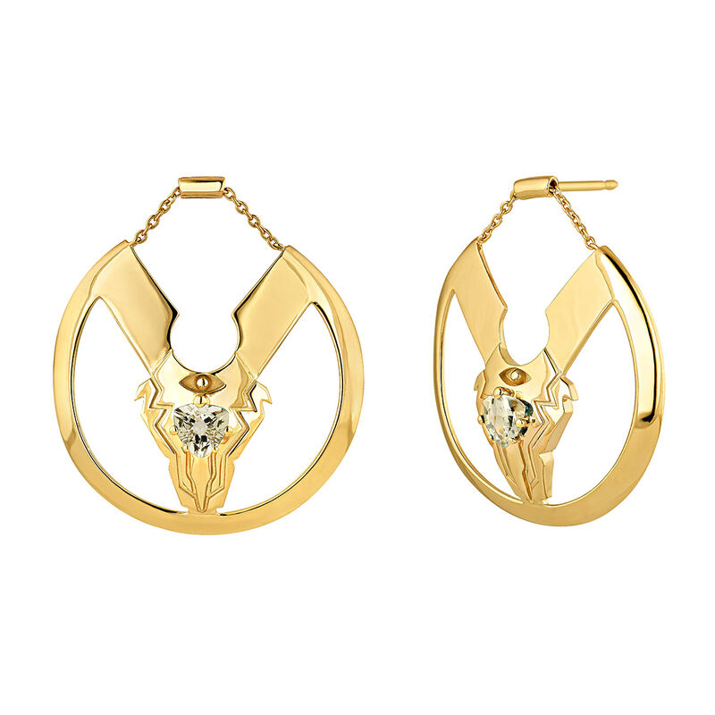 Gold plated fantasy sphere earrings, J04560-02-GQ, hi-res