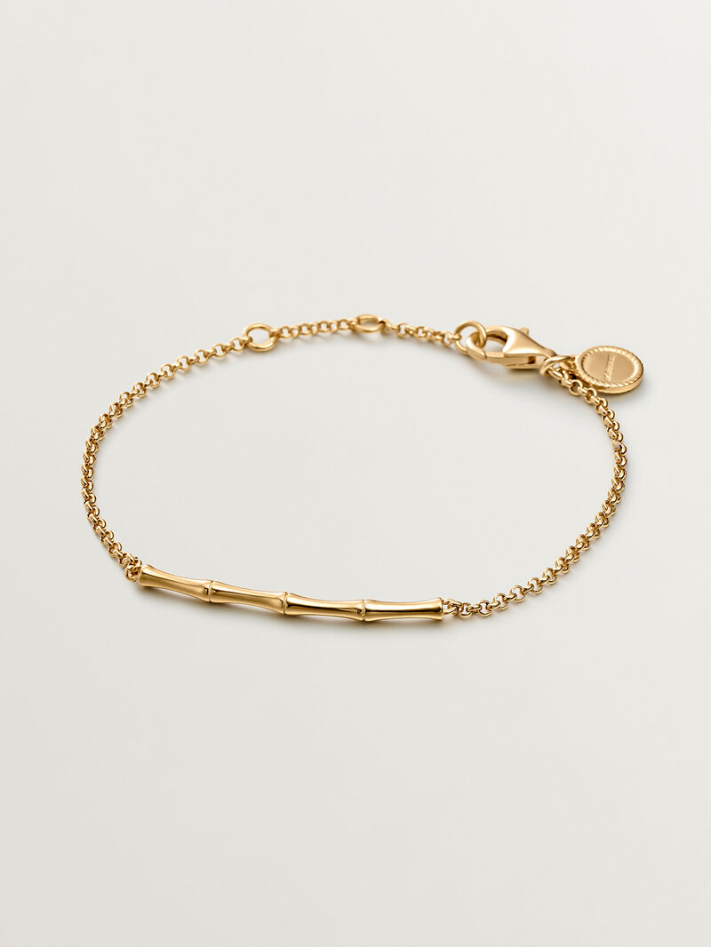 Pulsera de plata 925 bañada en oro amarillo de 18K con caña de bambú image number 0