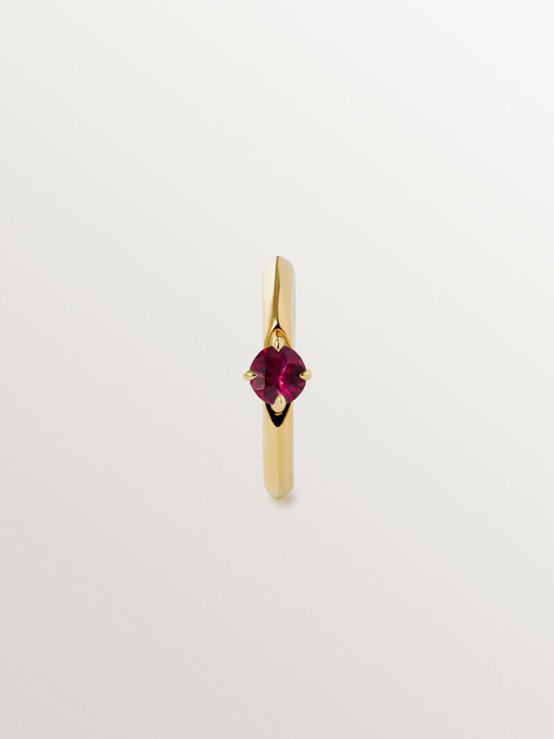 9K Yellow Gold Ruby Single Hoop Earring image number 0