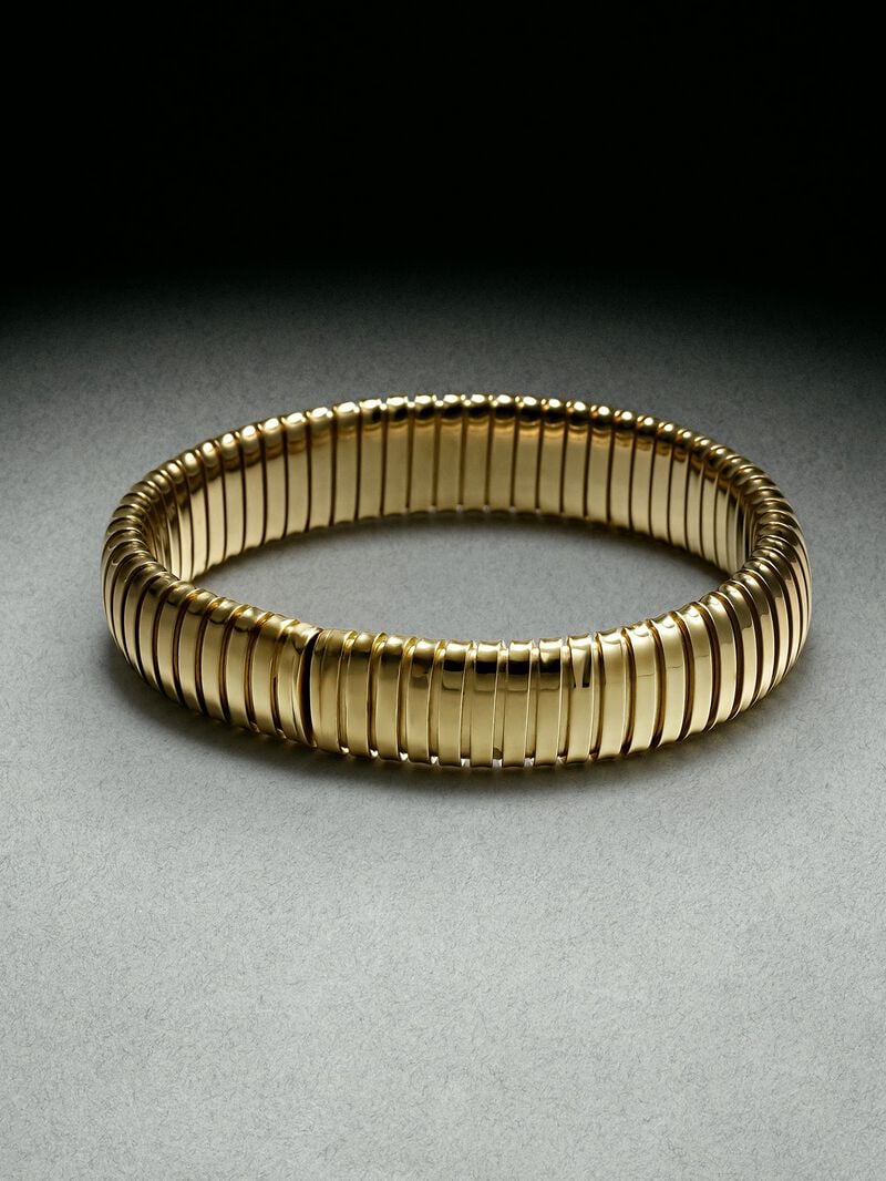 Tubogas M bracelet in 925 sterling silver plated with 18K yellow gold image number 2