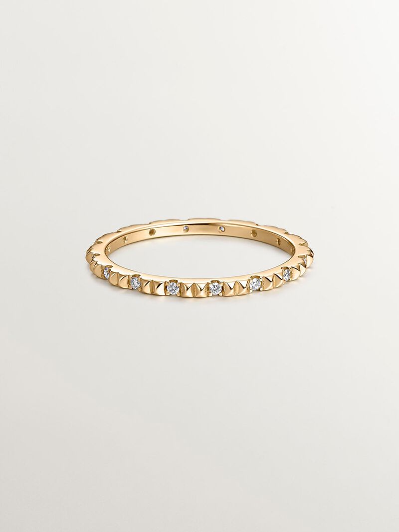 18K yellow gold ring with white diamonds image number 2