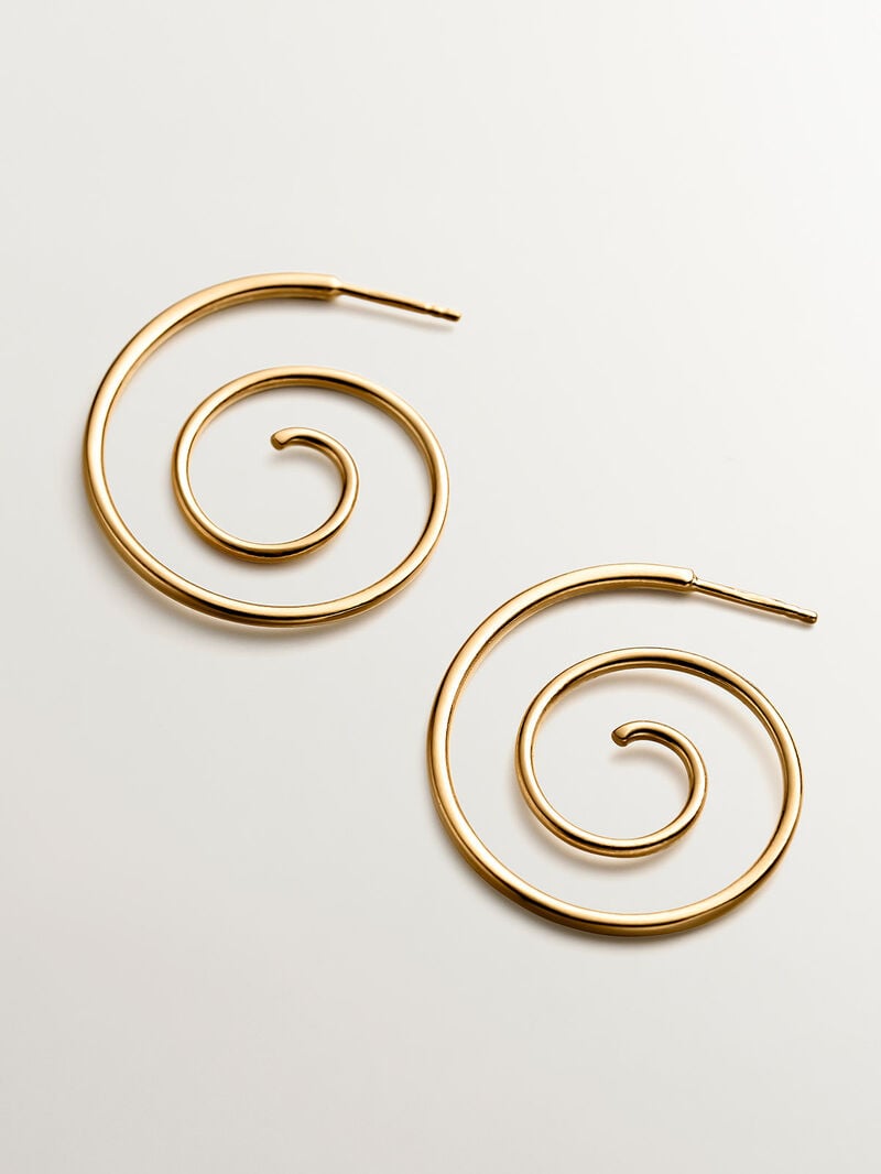 Silver spiral earrings 925 bathed in 18k yellow gold image number 2