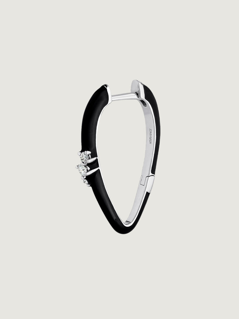 Individual 18K white gold earring with black enamel and diamonds. image number 0