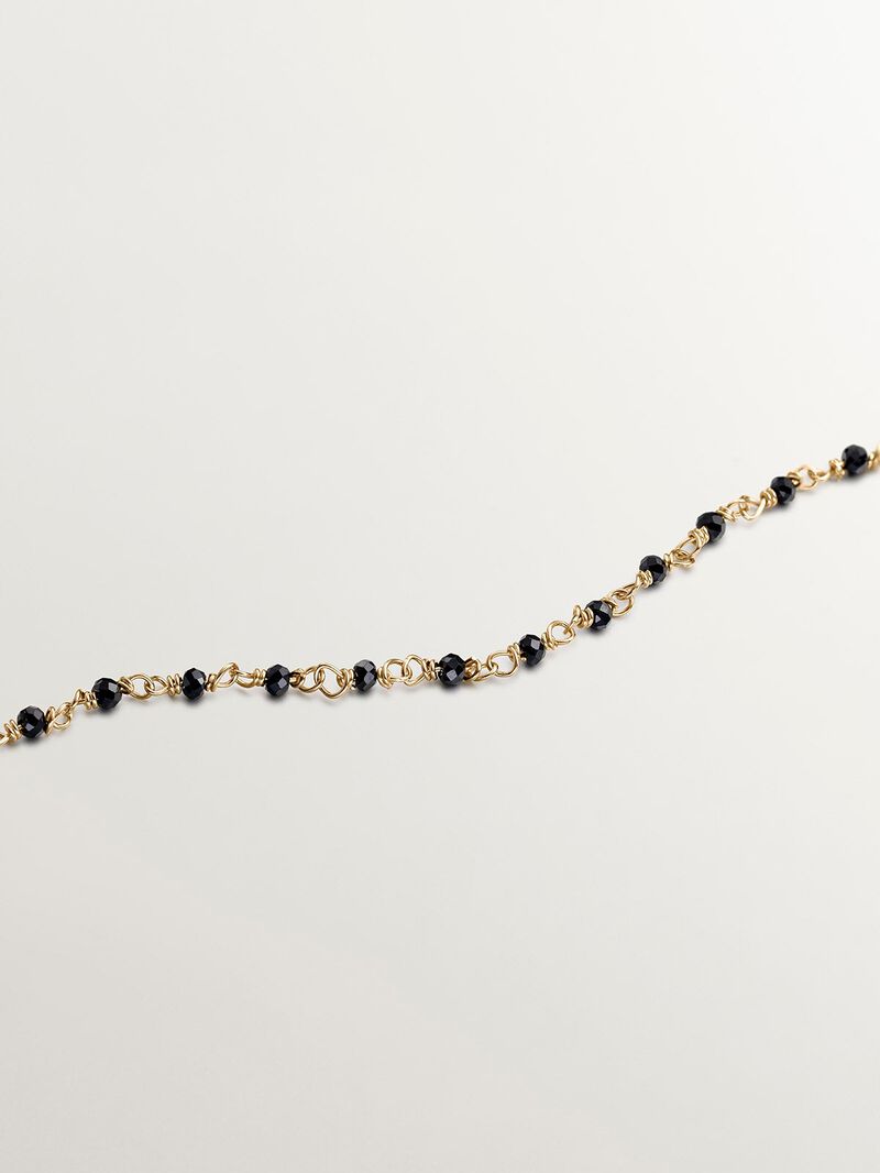 925 Silver chain plated in 18K yellow gold with black spinels. image number 4