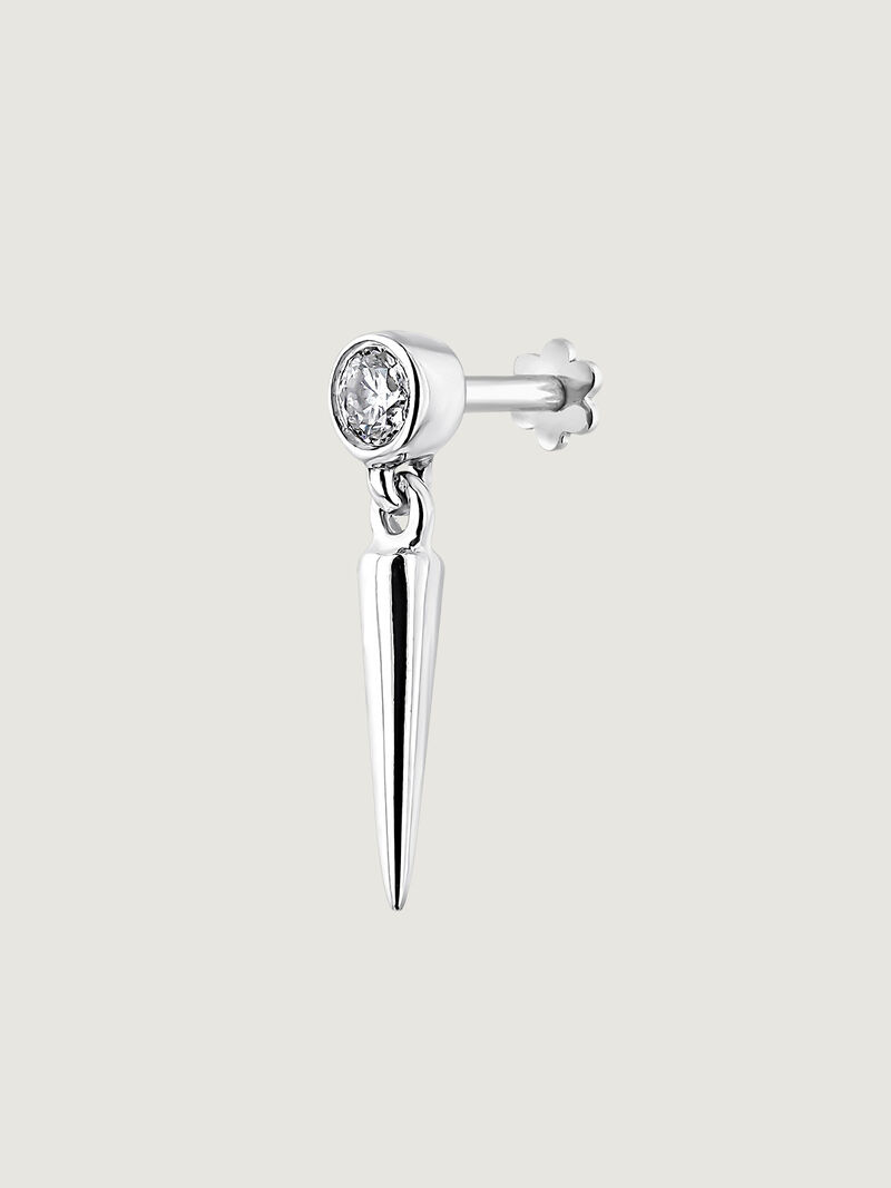 Individual 18K white gold earring with spike and diamond image number 2