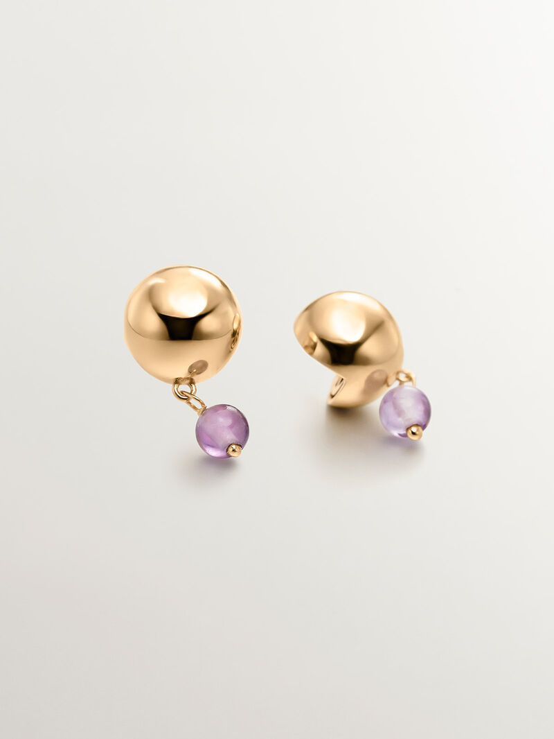 925 silver earrings bathed in 18k yellow gold with amethyst purple image number 4