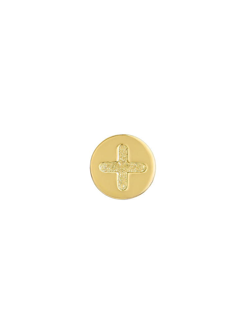 Microdermal de oro amarillo de 18K y titanio con cruz image number 11