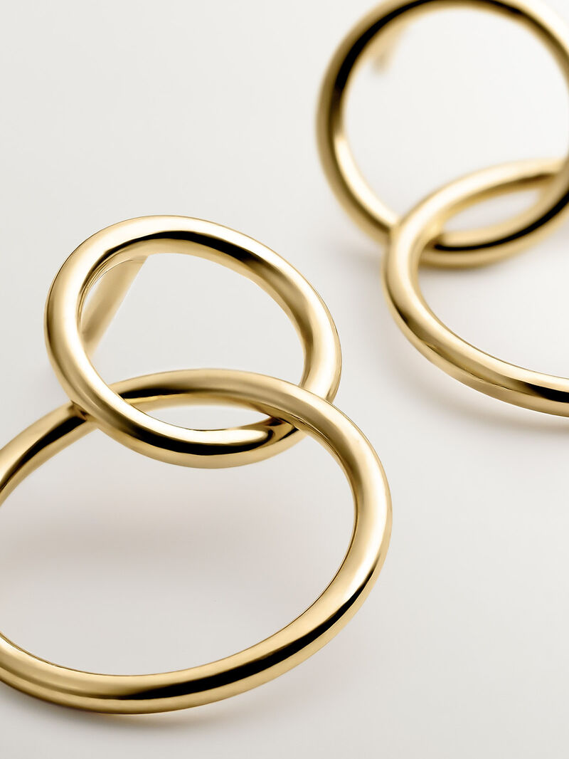 Double hoop earrings made of 925 silver, bathed in 18K yellow gold. image number 4