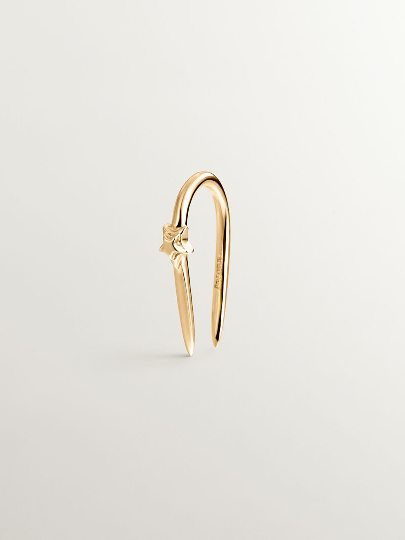 Individual open 9K yellow gold earring with star image number 4