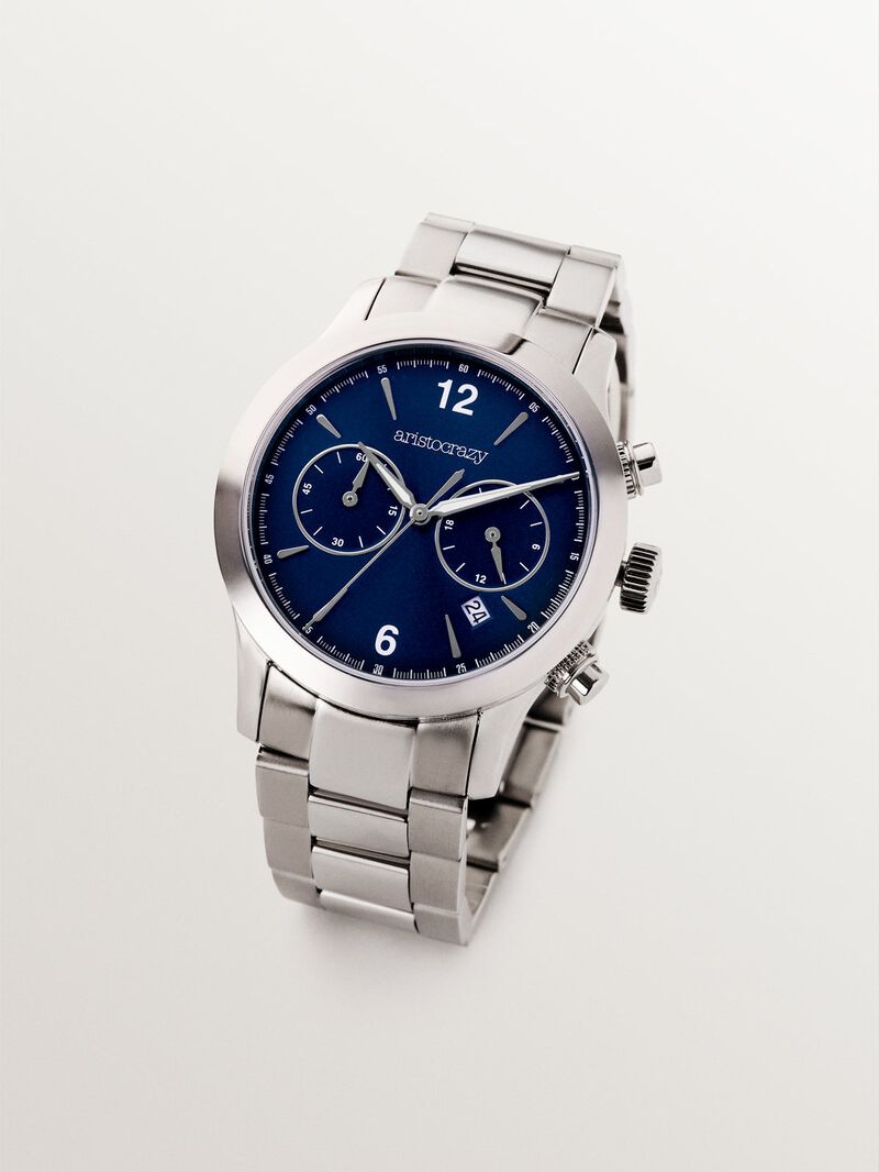 Tribeca watch in 316L steel and navy blue dial image number 2