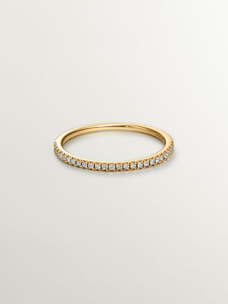 18K yellow gold ring with brilliant cut diamonds image number 2