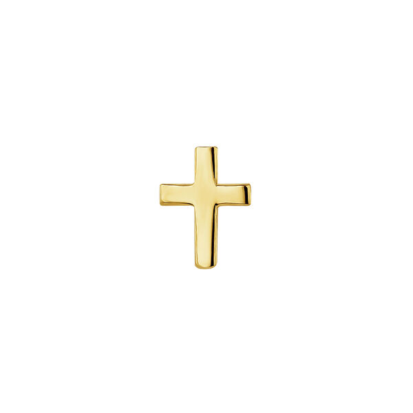 Pendiente cruz plata recubierta oro, J04870-02-H,hi-res