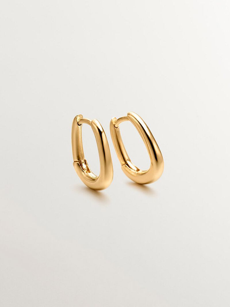 925 thick silver ring earrings in 18k yellow gold image number 2