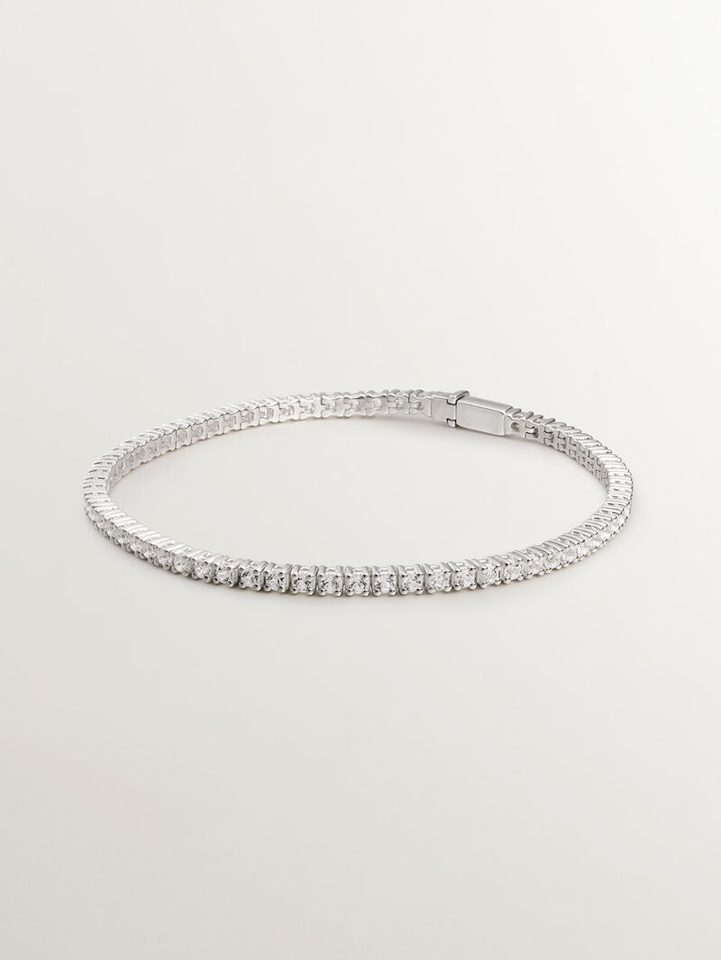 925 Silver bracelet with white topazes. image number 0