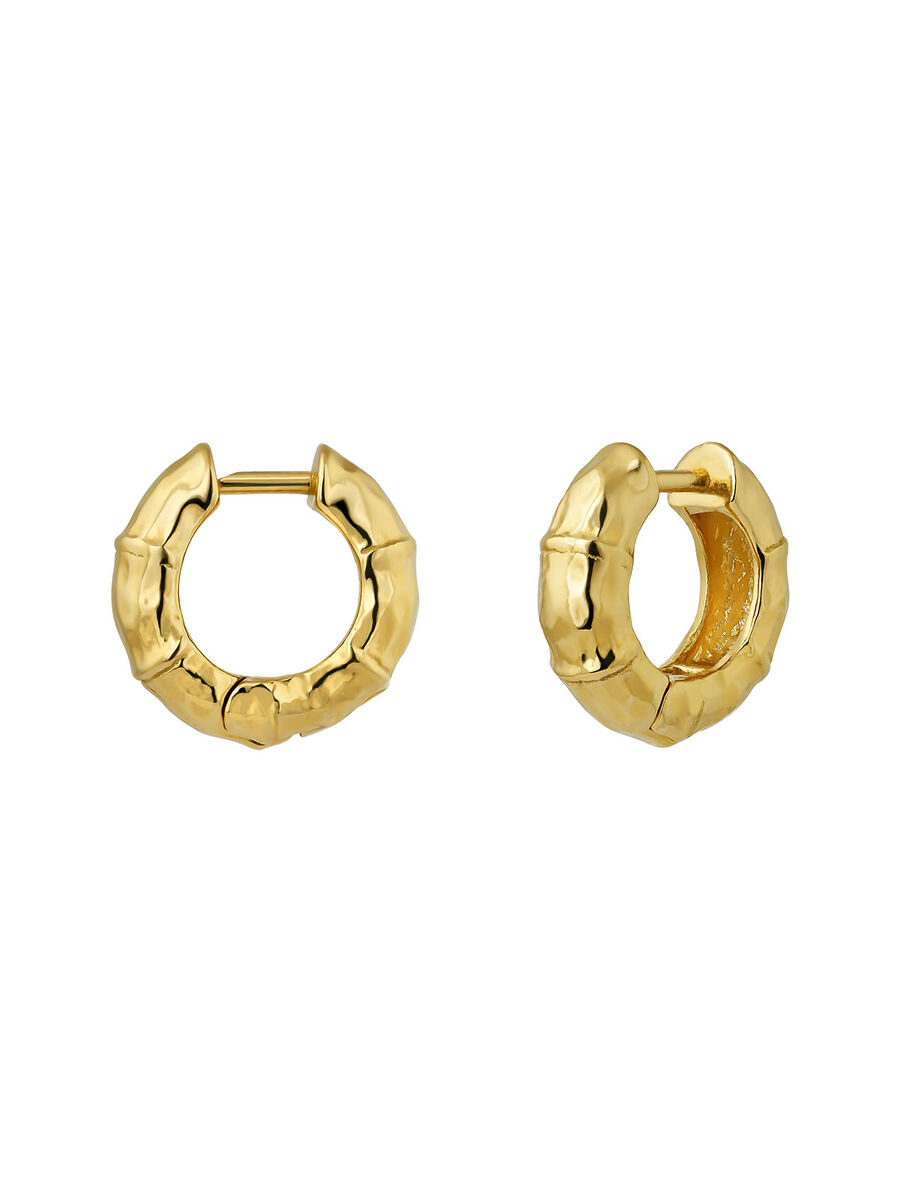 Small Bambú hoop earrings in 18k yellow gold-plated silver, J05394-02, hi-res