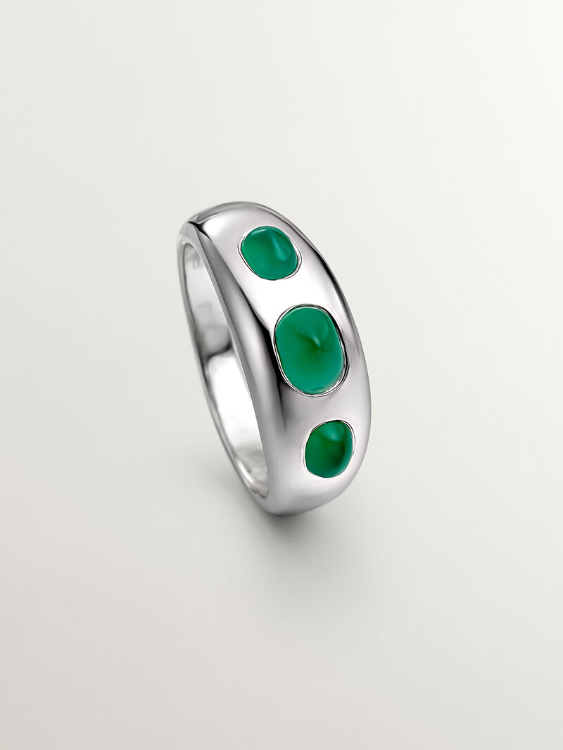 925 silver ring with green chalcedon image number 4
