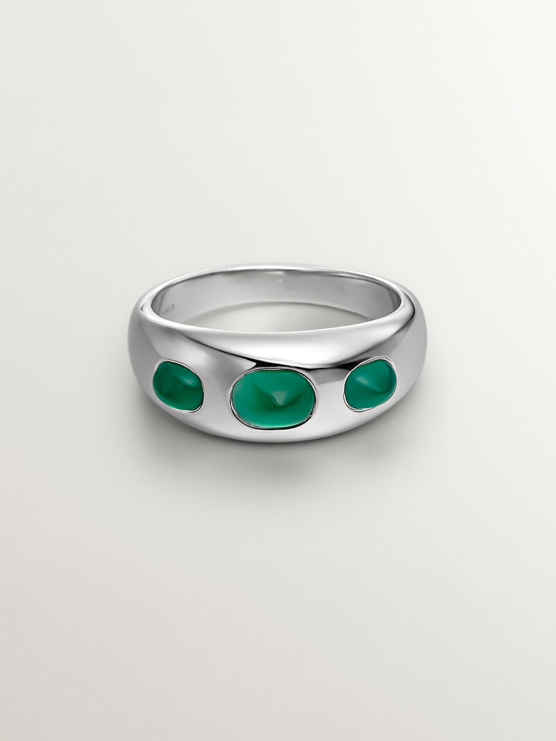 925 silver ring with green chalcedon image number 2