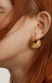 Medium-size, embossed, hammered hoop earrings in 18kt yellow gold-plated sterling silver, J05217-02