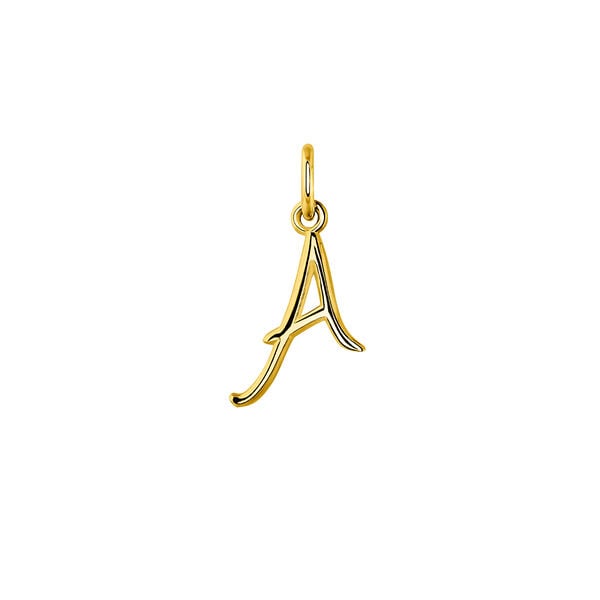 Gold-plated silver A initial charm  , J03932-02-A,hi-res