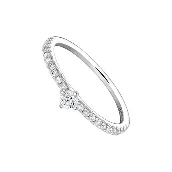 Ring in 18k white gold with 0.11ct central diamond and diamond band , J03933-01-13-11,hi-res
