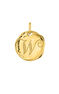 Charm medalla inicial W artesanal plata recubierta oro , J04641-02-W