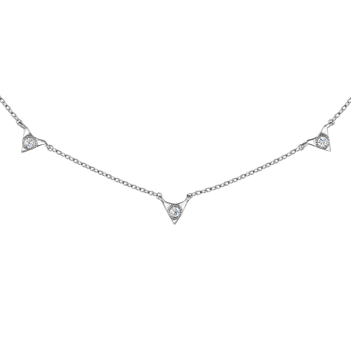 White gold triangles necklace 0.0675 ct , J03922-01, hi-res