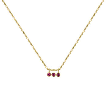 9 ct gold necklace with three ruby spheres, J04982-02-RU,hi-res