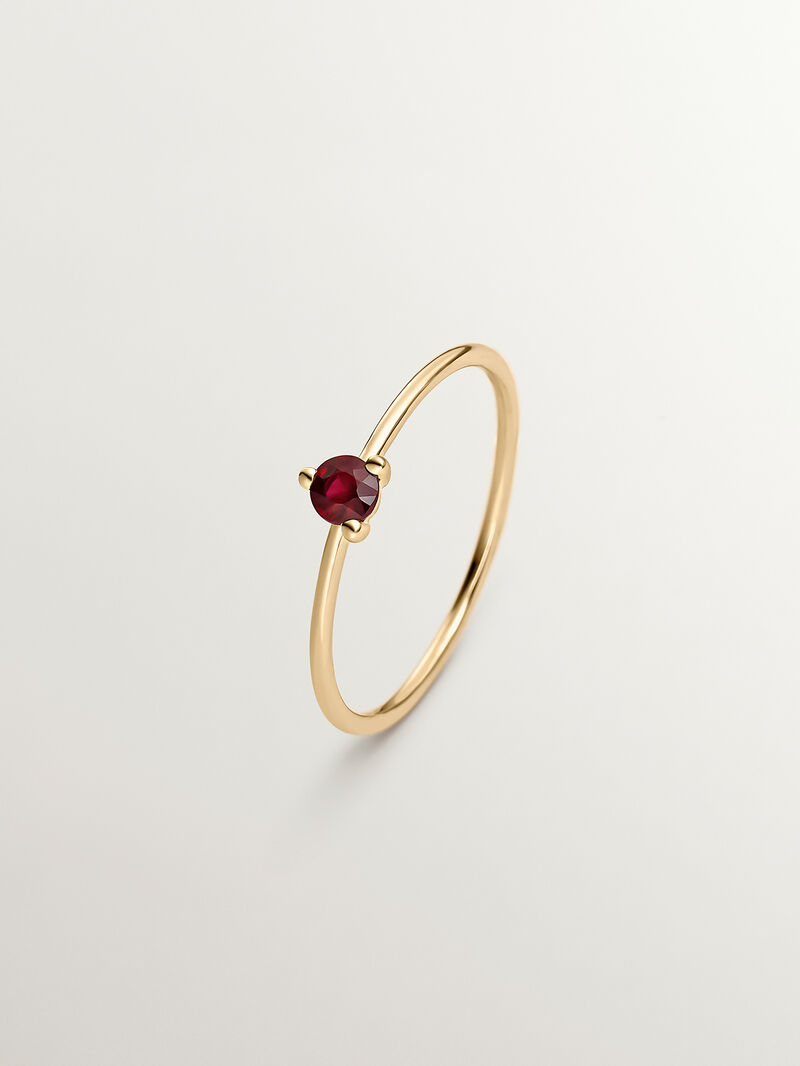 9K Yellow Gold Ring with Red Ruby image number 0