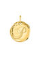 Charm medalla inicial P artesanal plata recubierta oro , J04641-02-P