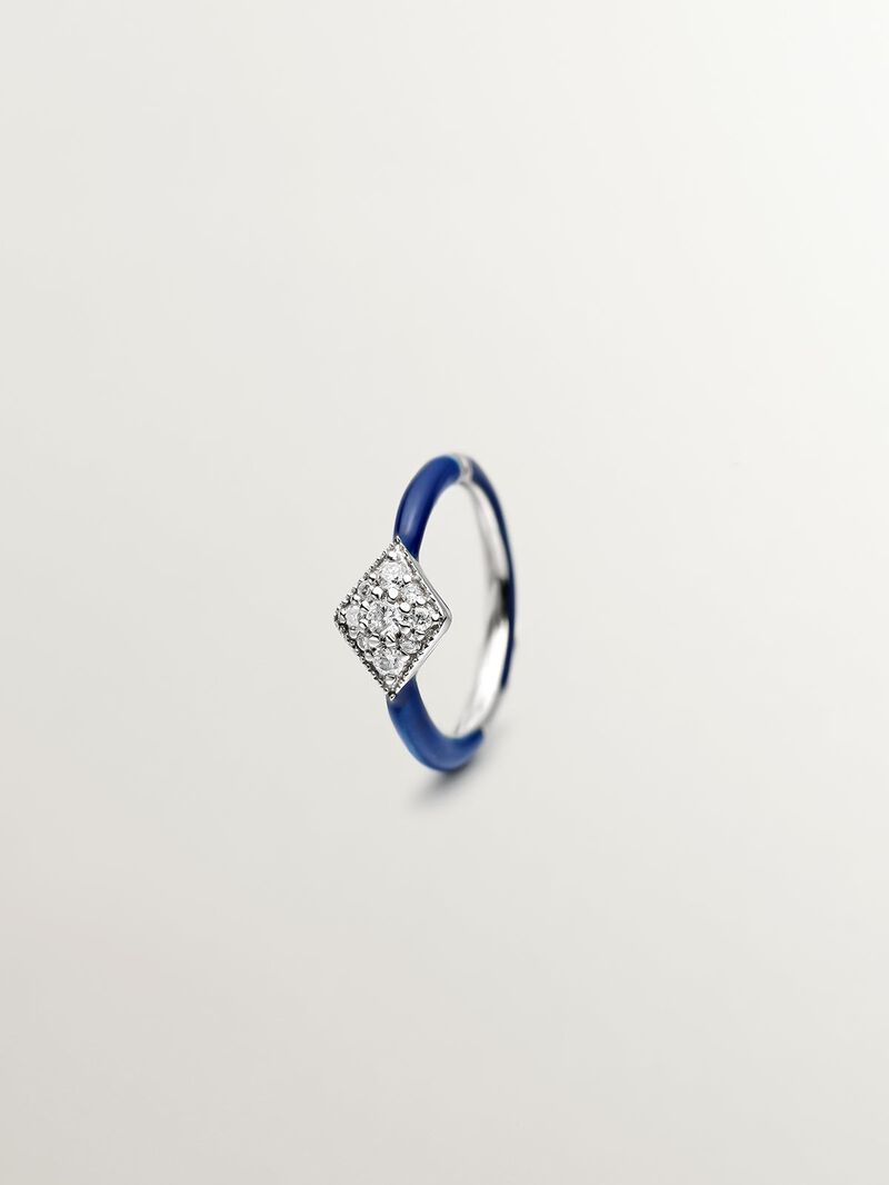 Individual earring of thread and 18K white gold with diamonds. image number 4
