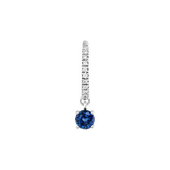 Boucle d'oreille créole saphir diamants or blanc , J04075-01-BS-H, mainproduct