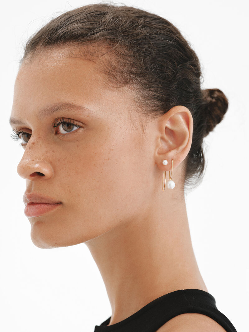 18K gold-plated 925 silver single earring with pearl image number 5