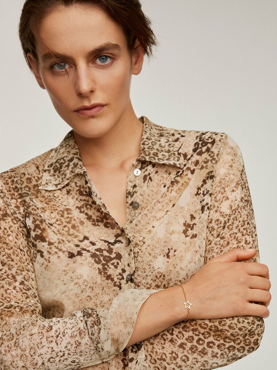 Gold plated hollow star bracelet , J01373-02, hi-res