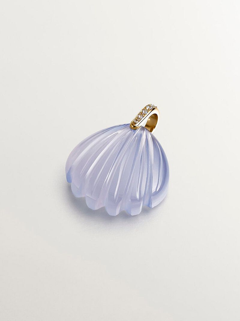 925 silver pendant with blue chalcedonia and white topacios image number 0
