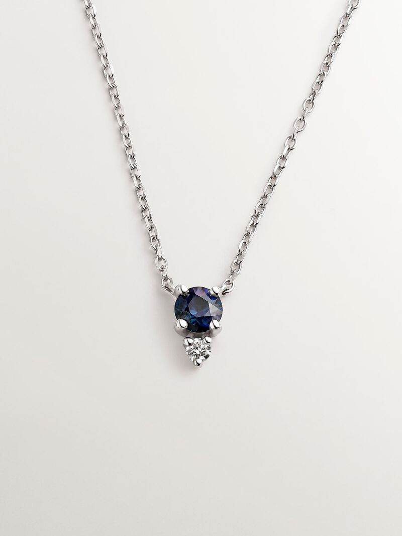 18K white gold pendant with sapphire and diamond. image number 0