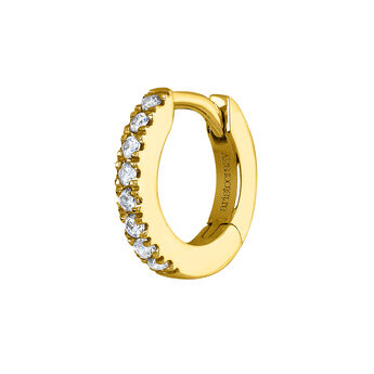 Single small hoop earring in 18k yellow gold with 0.032ct diamonds, J04152-02-H,hi-res