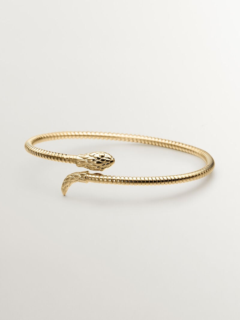 925 Silver bracelet bathed in 18K yellow gold with a snake design. image number 2