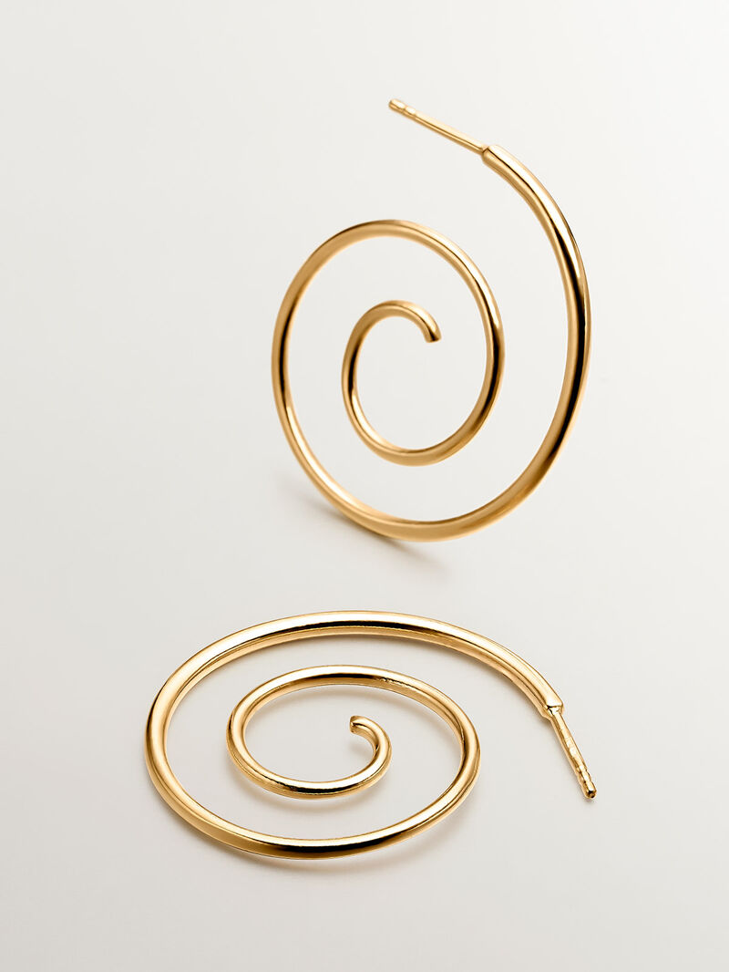 Silver spiral earrings 925 bathed in 18k yellow gold image number 0