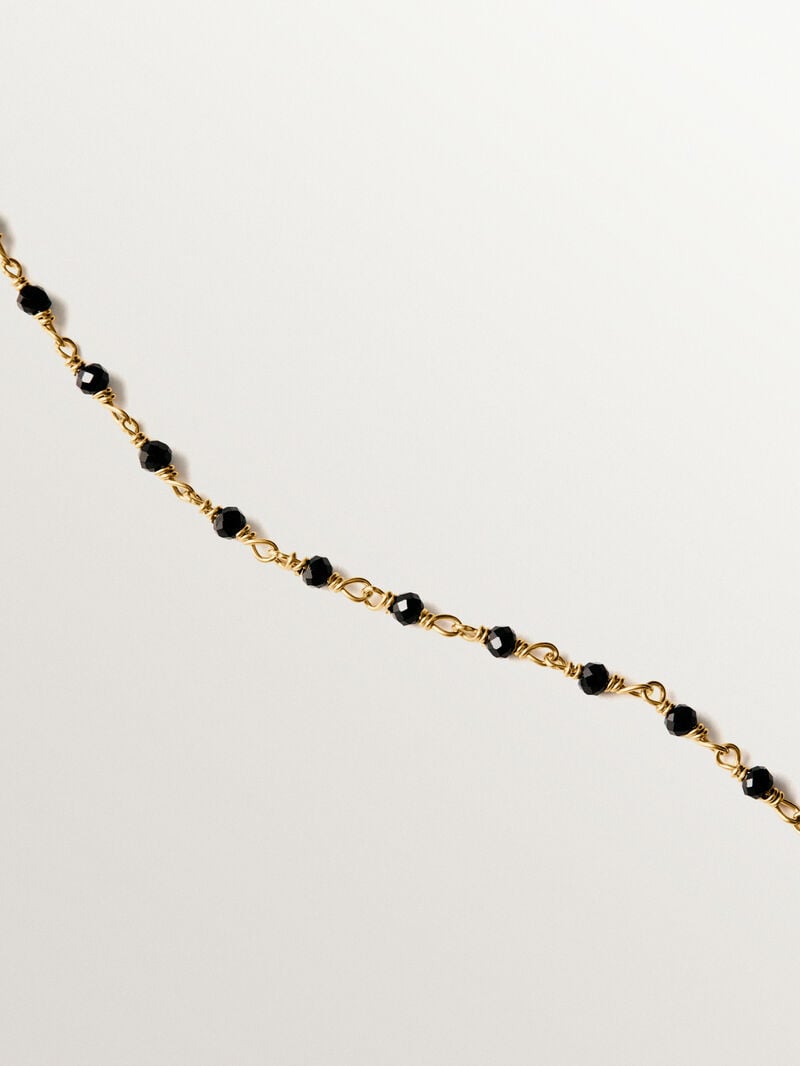 925 silver chain plated in 18K yellow gold with black spinels image number 2