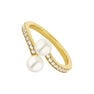 Gold-plated sliver you and me topaz and pearl ring, J04746-02-WT-WP