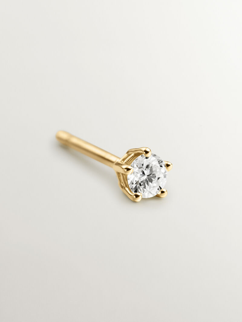 Individual 18K yellow gold earring with brilliant cut diamond image number 2