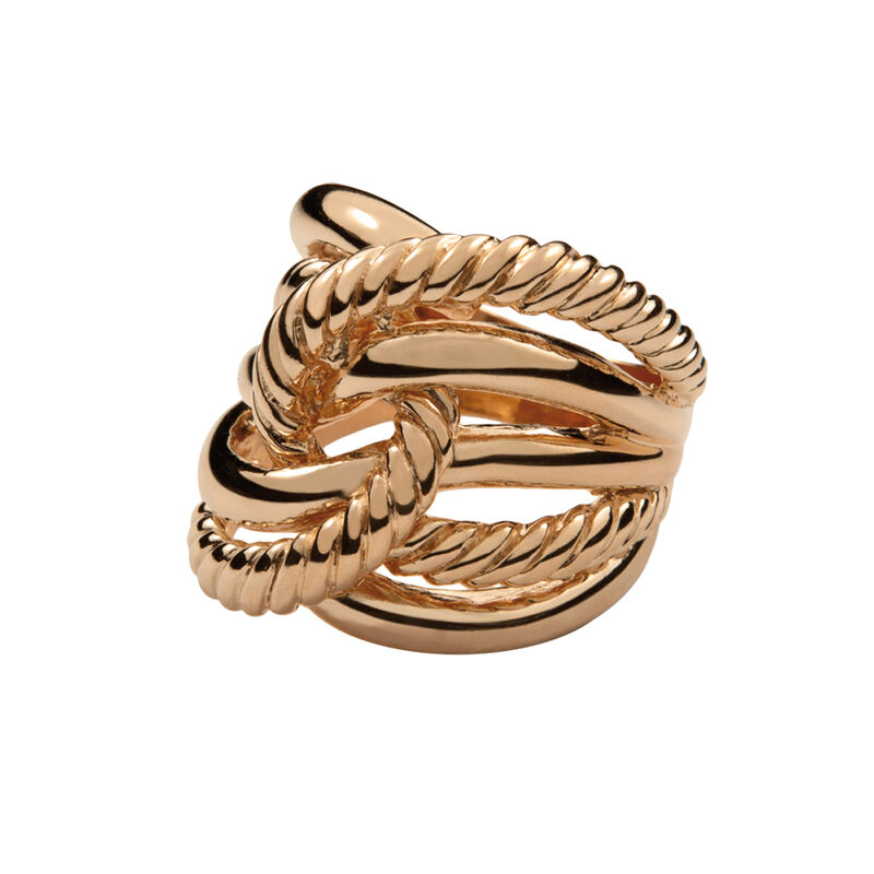 Rose gold smooth and cabled knot ring , J00609-03, hi-res