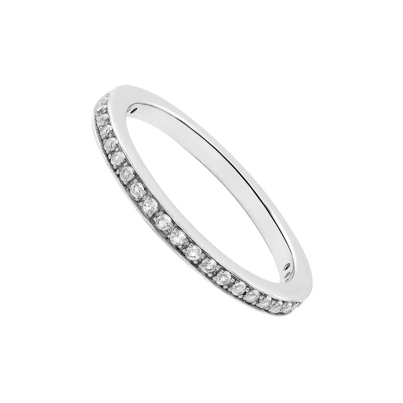 Silver simple ring  with white topaz, J03264-01-WT, hi-res