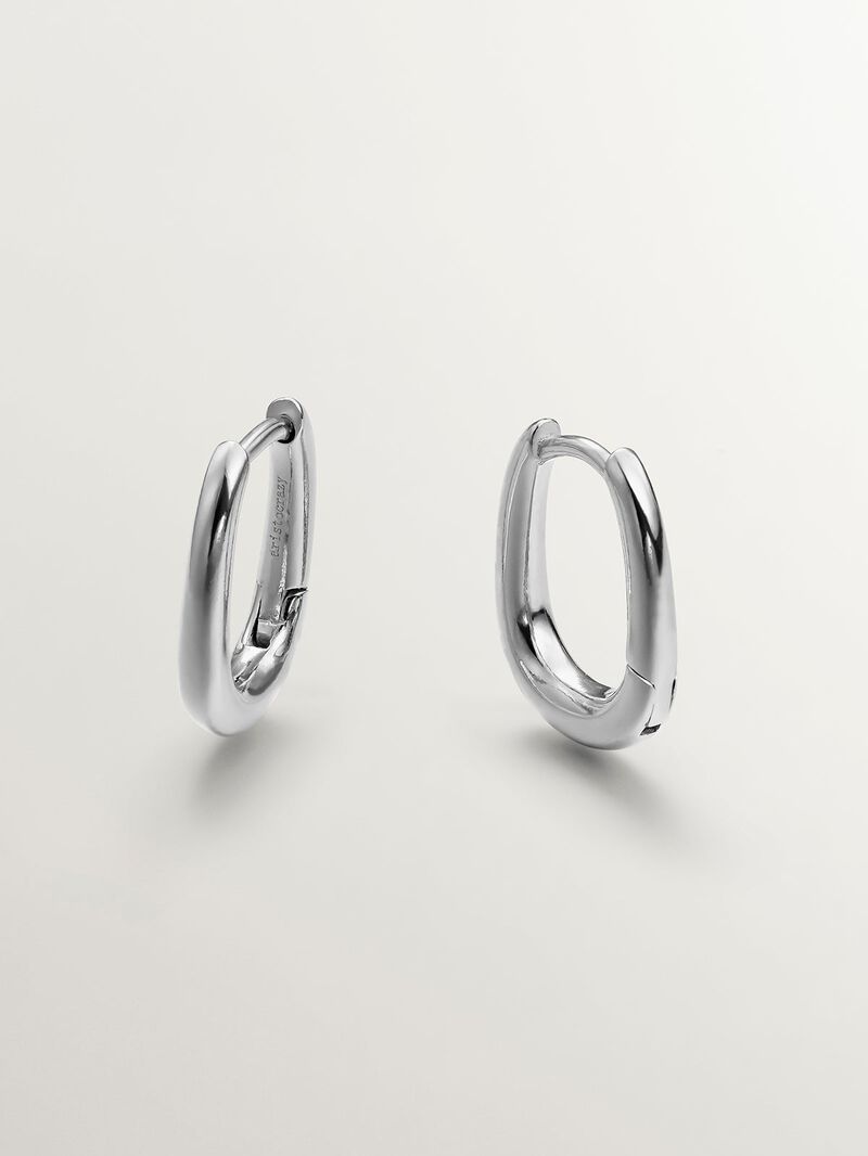 925 Silver Chunky Hoop Earrings image number 2