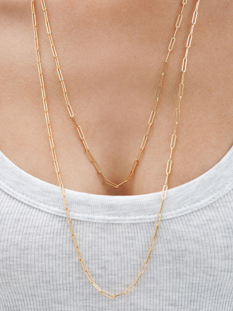80 cm rectangular link chain made of 925 silver plated with 18K gold image number 5