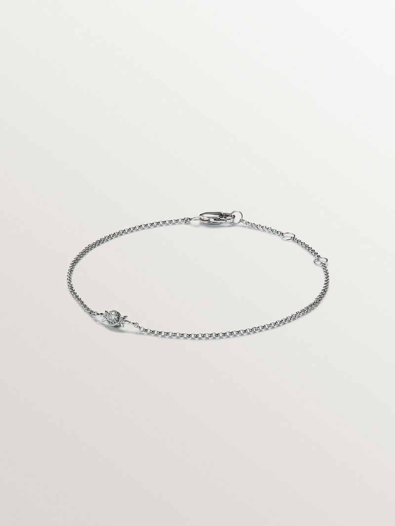 9K White Gold Rolo Link Bracelet with Diamond image number 0