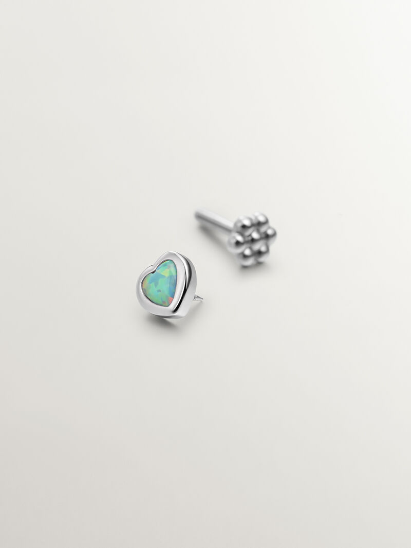 18K gold bank single piercing with turquoise opal image number 1